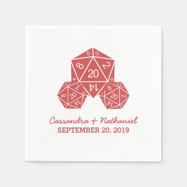 Serviettes En Papier Papier Mariage rouge D20 dés (Devant)