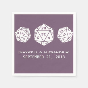 Serviettes En Papier Papier Mariage violet D20 Dice Gamer