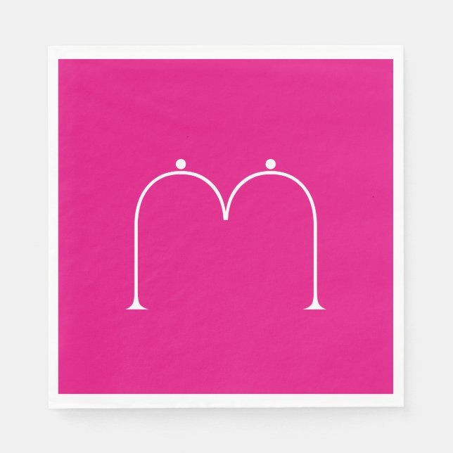 Serviettes En Papier Papier Monogramme Personnalisé Simple Chic Pink (Devant)