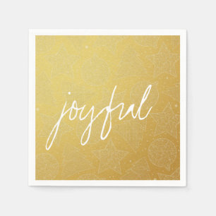 Serviettes En Papier Papier Motif de Noël en or et blanc