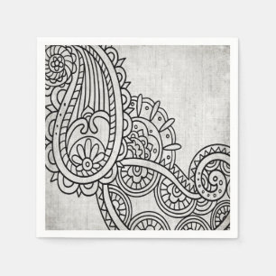 Serviettes En Papier Papier Motif Gris Mehndi