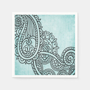 Serviettes En Papier Papier Motif Turquoise Mehndi