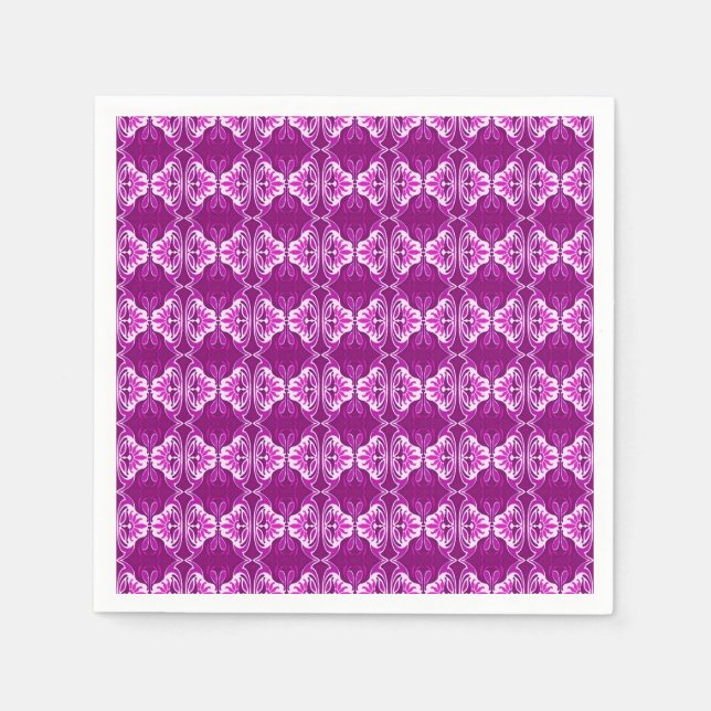 Serviettes En Papier Papier peint Art Déco motif - violet et blanc (Devant)
