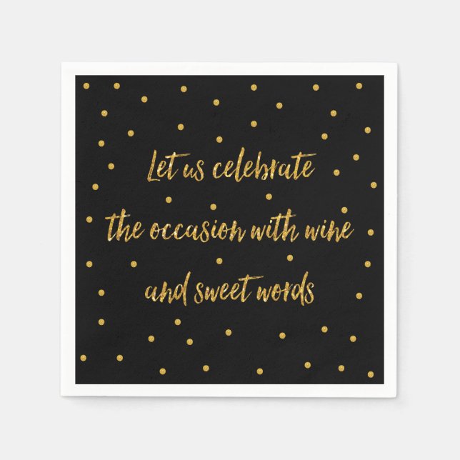Serviettes En Papier Papier Personnalisé Serviettes Noir Et Or (Devant)