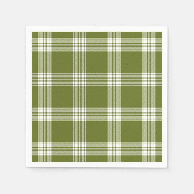 Serviettes En Papier Papier plat Tartan vert moderne (Devant)