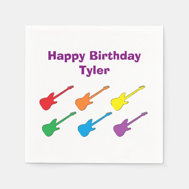 Serviettes En Papier Papier Rainbow Guitare (Devant)