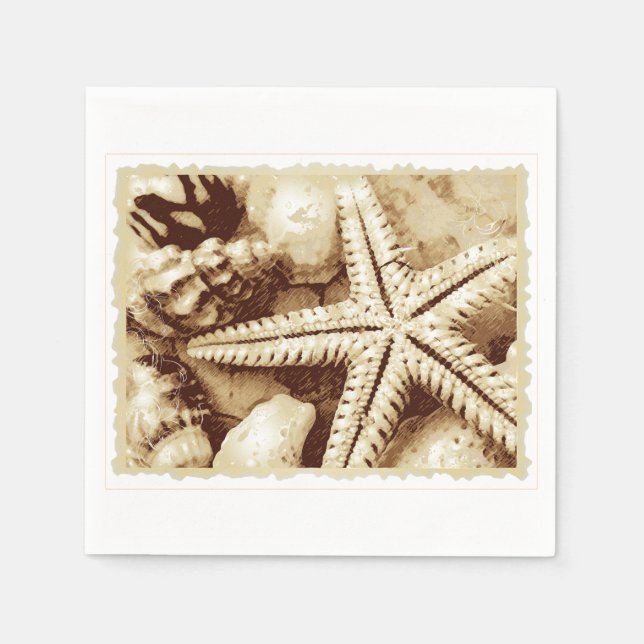 Serviettes En Papier Papier Starfish and Seashells (Devant)