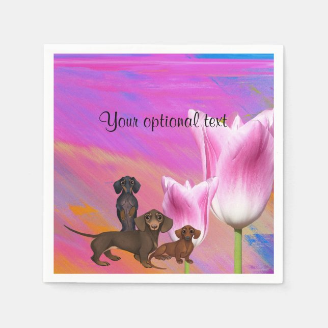 Serviettes En Papier Papier violet Dachshund serviettes (Devant)