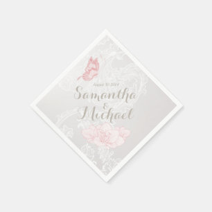 Serviettes En Papier Papillons Whimsical et serviettes de dentelle