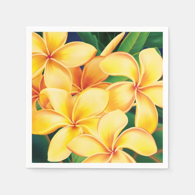Serviettes En Papier Paradis tropical Plumeria hawaïenne (Devant)