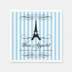 Serviettes En Papier Paris Tour Eiffel Fête des mariées Bleue