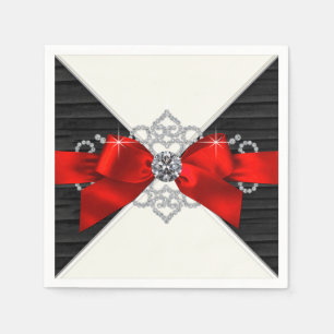 Serviettes En Papier Parti des Bow Diamond Rouge et Noir