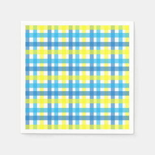 Serviettes En Papier Partie bleue et jaune fraîche de rayures