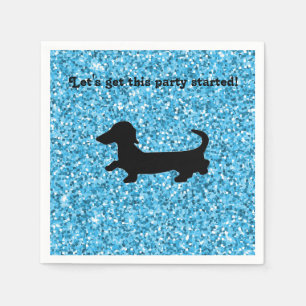 Serviettes En Papier Parties scintillant bleue Dachshund Papier serviet