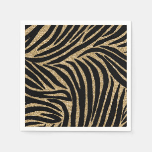 Serviettes En Papier Parties scintillant en or noir Faux Zebra Print