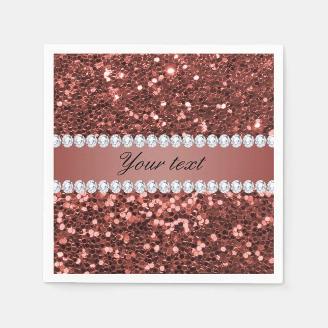 Serviettes En Papier Parties scintillant et diamants roses Gold Faux Pe (Devant)