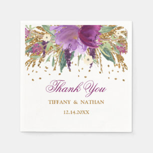 Serviettes En Papier Parties scintillant Florale violet Mariage Améthys