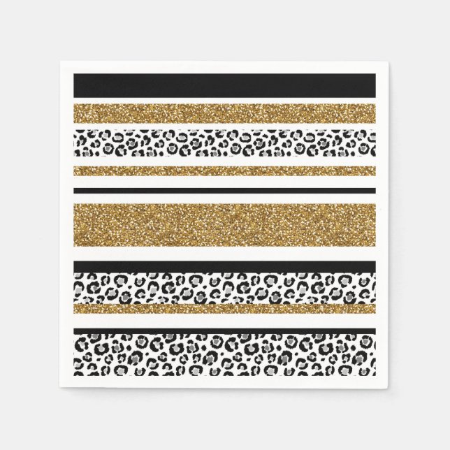 Serviettes En Papier Parties scintillant moderne Leopard Motif Gold  Om (Devant)