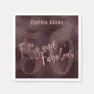 Serviettes En Papier Parties scintillantes roses d'or et Bokeh 50 et