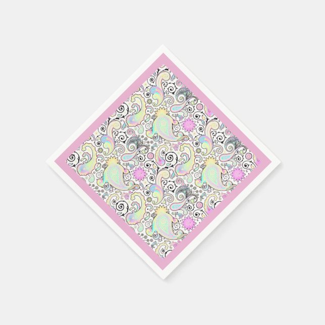 Serviettes En Papier Pastel paisley (Coin)