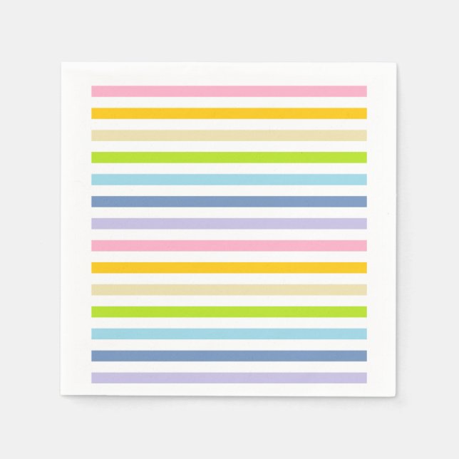 Serviettes En Papier Pastel Rainbow et White Stripes (Devant)