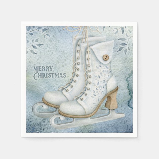 Serviettes En Papier Patinage sur glace de Noël (Devant)