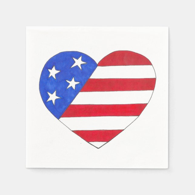 Serviettes En Papier Patriotique USA Stars Stripes Coeur Américain Drap (Devant)