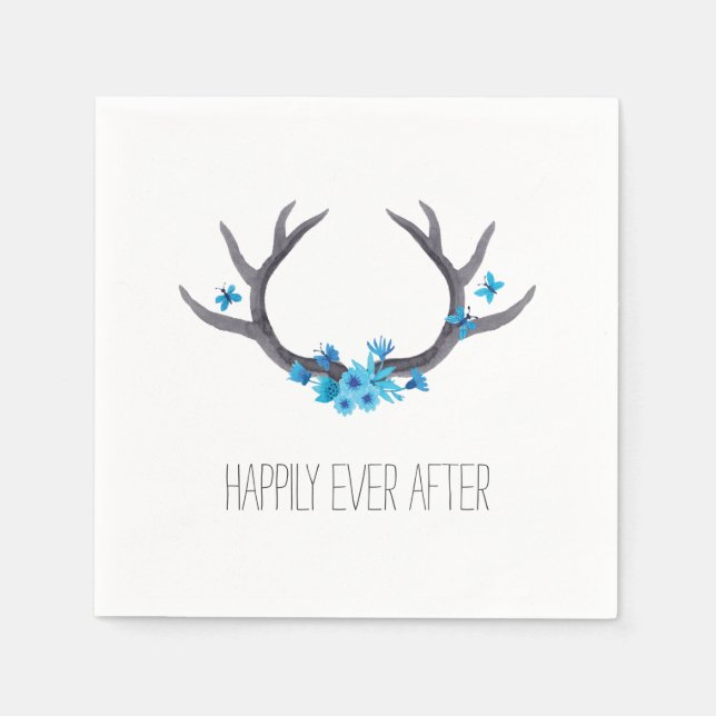 Serviettes En Papier Pays Antlers Mariage bleu (Devant)