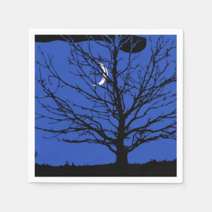 Serviettes En Papier Paysage lunaire en bleu et noir de Cobalt