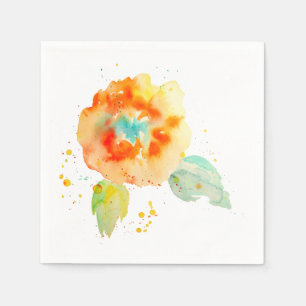 Serviettes En Papier Peach Watercolor Poppy