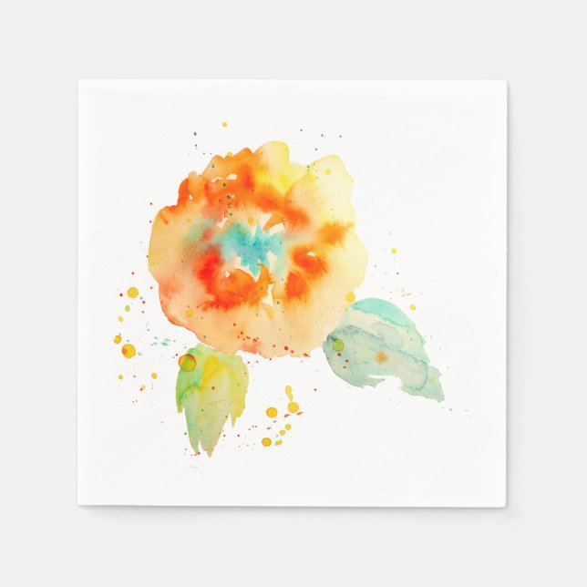 Serviettes En Papier Peach Watercolor Poppy (Devant)