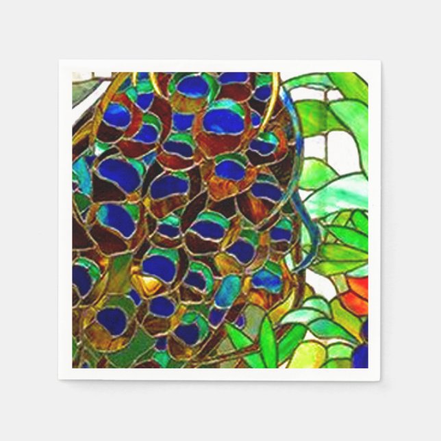 Serviettes En Papier Peacock Feathers Mosaic Vitre (Devant)