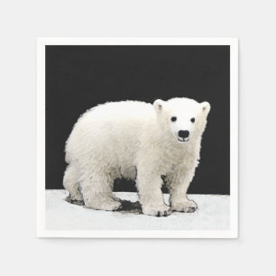 Serviettes En Papier Peinture de l'ours polaire - Art original de la fa