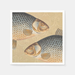 Serviettes En Papier Peinture de pêche de carpe dessin d'eau douce