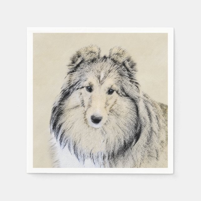 Serviettes En Papier Peinture Shetland Sheepdog - Jolie art original ch (Devant)