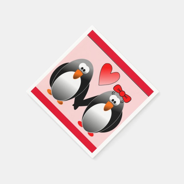 SERVIETTES EN PAPIER PENGUIN EST AMOUREUX (Coin)