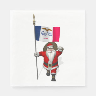 Serviettes En Papier Père Noël Avec Drapeau De L'Iowa