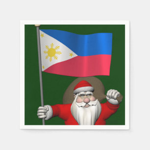 Serviettes En Papier Père Noël Avec L'Enseigne Des Philippines