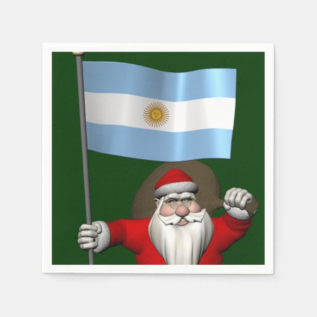 Serviettes En Papier Père Noël Avec L'Ensigne D'Argentine (Devant)