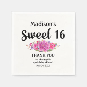 Serviettes En Papier Personnalisé Sweet 16 Sweet sixteen Floral Rose