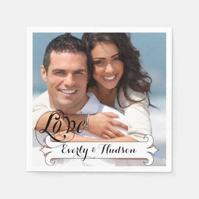 Serviettes En Papier Personnalisé Votre Mariage Photo Occasion spéciale (Devant)