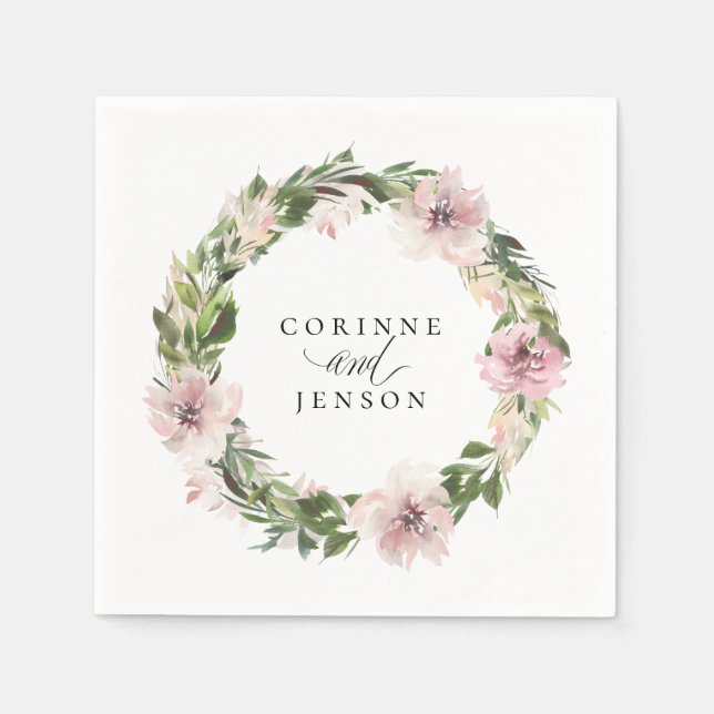 Serviettes en papier personnalisées Mauve Botaniqu (Devant)