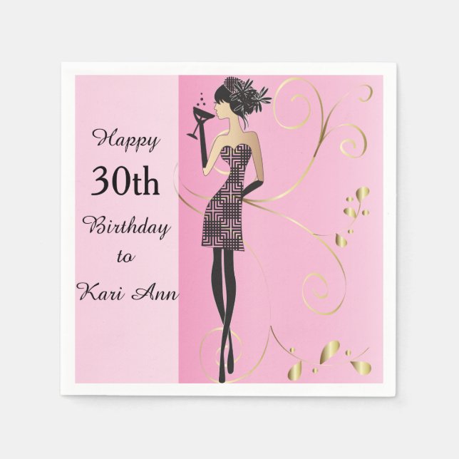 Serviettes En Papier Personnaliser Classy Birthday Girl (Devant)