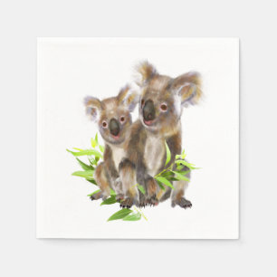 Serviettes En Papier Petit art animal australien mignon d'ours de koala