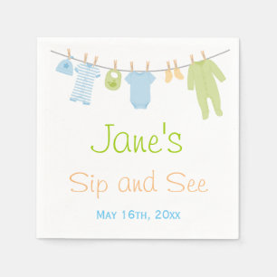 Serviettes En Papier Petit le Sip bleu et vert de bébé de vêtements 