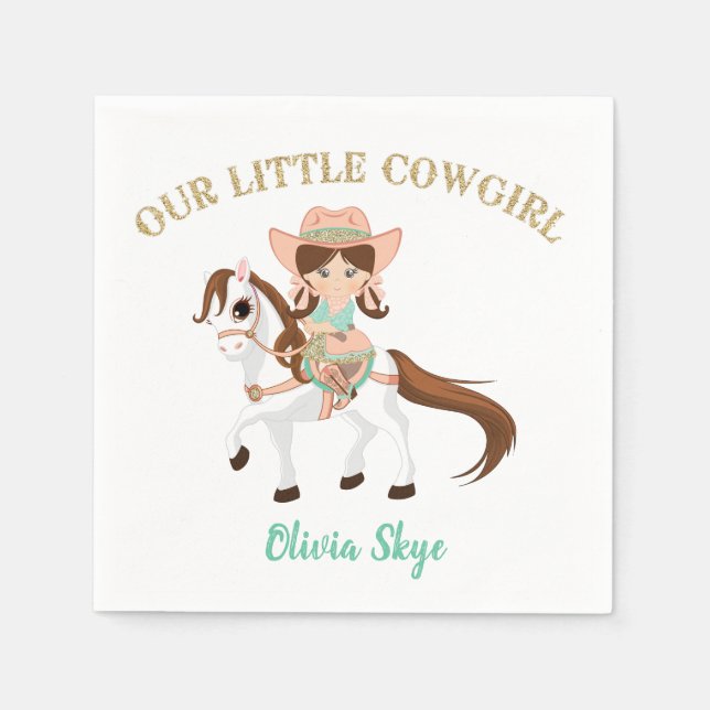 Serviettes En Papier Petite fille à cheval Filles à cheval Anniversaire (Devant)