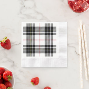 Serviettes En Papier Pherson tartan noir blanc plaid