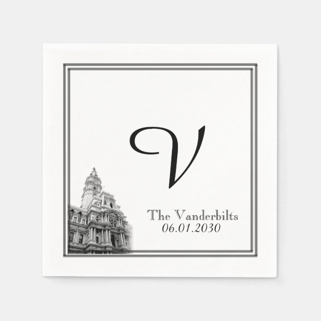 Serviettes En Papier Philadelphie Destination Mariage Napkin (Devant)