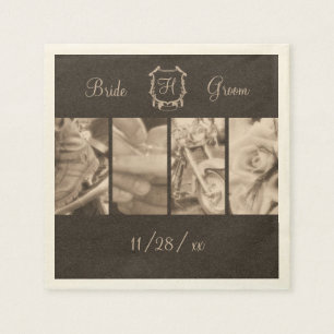 Serviettes En Papier Photos Mariage de Sepia Biker Papier personnalisé