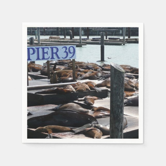 Serviettes En Papier Pier 39 Sea Lions (Devant)